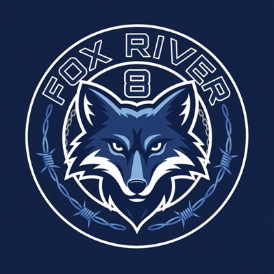Wappen von Fox River 8: blauer Fuchskopf im Kreis mit dem Schriftzug Fox River 8